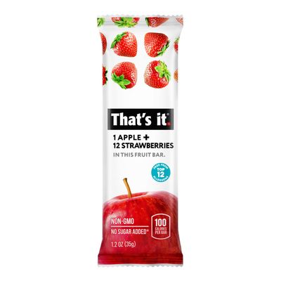 That's it. Apple + Strawberry 100% Natural Real Fruit Bar, Best High Fiber Vegan, Gluten Free Healthy Snack, Paleo for Children &amp; Adults, Non GMO No Sugar Added, No Preservatives Energy Food (12 Pack)