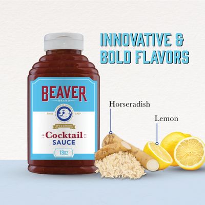 Beaver Cocktail Sauce with Fresh Grated Horseradish, 13 oz squeeze bottle