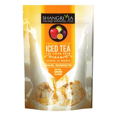 Shangri-La Tea Company Iced Tea Bags, Tropical Passion, Unsweetened and All Natural, Brews 2 Quarts Per Tea Bag, (6 Count) (5051)