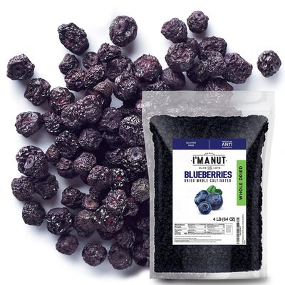 Premium Dried Blueberries 4 lbs (64oz) | Whole, Non-GMO | Batch Tested Gluten &amp; Peanut Free | Resealable Bag | Exceptional Taste &amp; Quality