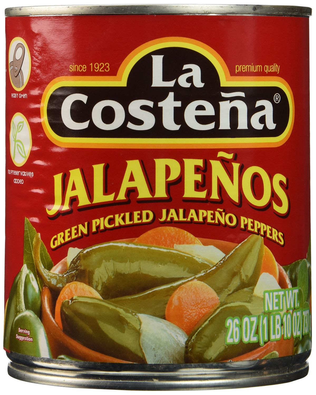 LA COSTENA Whole Jalapeno Pepper, 26 Ounce - Pack of 3