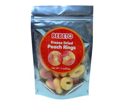 Bebeto Candy Freeze Dried Peach Rings - Premium Freeze Dried Candies - Fat-Free &amp; Cholesterol Free Treats (3 oz) by Kervan