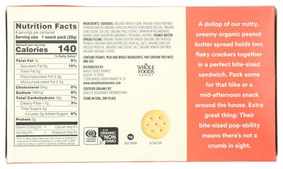 365 by Whole Foods Market, Organic Mini Peanut Butter Sandwich Crackers 8 Count, 1 Ounce