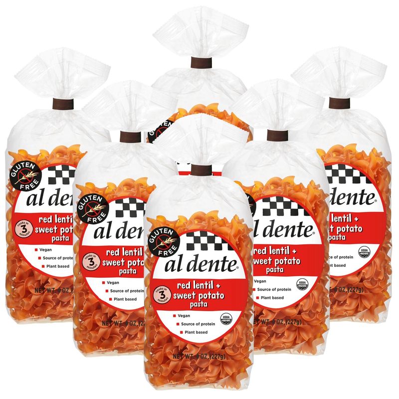 Al Dente Plant Based Pasta Red Lentil + Sweet Potato, 8 Ounce (Pack of 6)