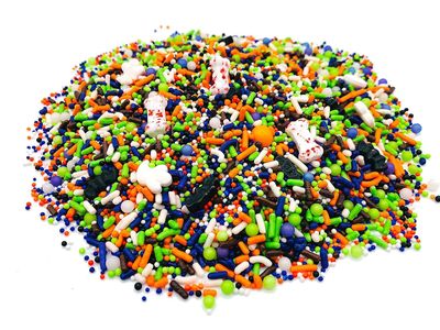 A Haunted House Party - 4 Oz Resealable Bag - Halloween Themed Sprinkles - Featuring Small Eyes, Pumpkins, with Purple, Lime Green, Orange Jimmies and More - Cake and Ice Cream Sprinkles