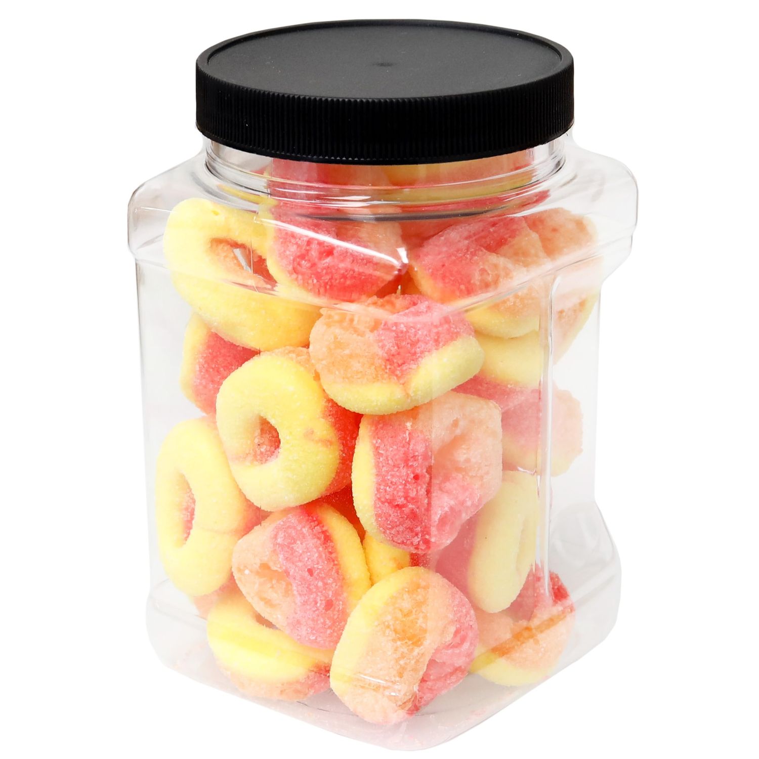 Sarah&#39;s Candy Factory Freeze-Dried Peach Rings Candy - Crunchy &amp; Sweet, Large, Freshness, Halal, Gift &amp; Snack 7 Oz in Jar