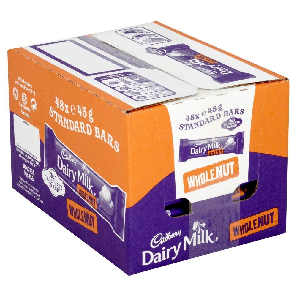 Cadbury Dairy Milk Wholenut - 48 x 45g 2400g