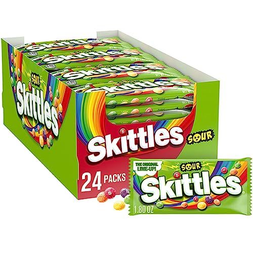 SKITTLES Sour Chewy Candy Bulk Pack, 1.8 oz (24 Full Size Packs)