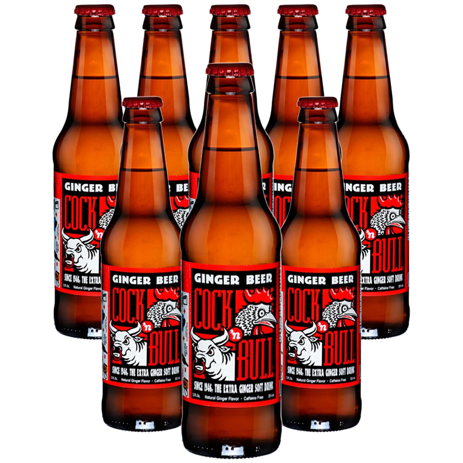 Cock n Bull Ginger Beer 8 Pack 12oz Soda Bottles - Ideal Mixer for Cocktails, Mocktails, and Bartenders - Premium Quality for Perfect Mixed Drinks - Refreshing Flavor Profile- Made In USA