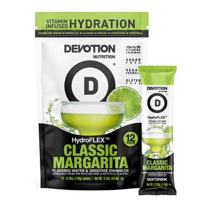 Devotion Nutrition HydroFLEX Packets | Vitamin Infused Hydration Powder | Water Enhancer Drink Mix | Sugar Free, Gluten Free, Vegan | 12 Pack (Classic Margarita)