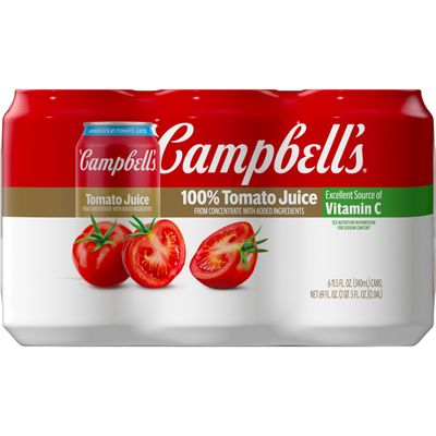 Campbell&#39;s 100% Tomato Juice, 11.5 fl oz Can (6 Pack)
