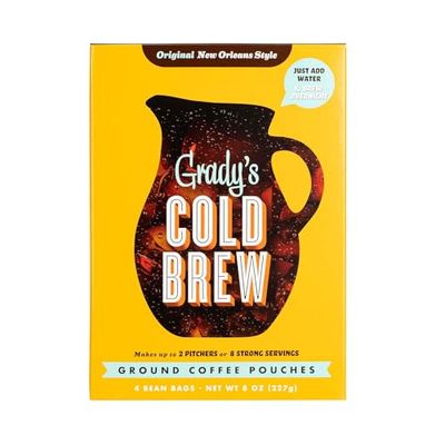 GRADYS COLD BREW Coffee Pouches | New Orleans Style | 100% Arabica Ground Coffee &amp; Chicory | TWO Boxes of Four Easy-to-Brew Bean Bags | Makes 24 drinks