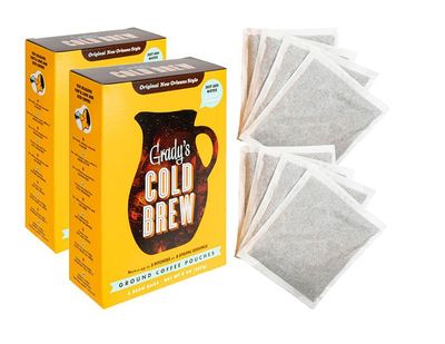GRADYS COLD BREW Coffee Pouches | New Orleans Style | 100% Arabica Ground Coffee & Chicory | TWO Boxes of Four Easy-to-Brew Bean Bags | Makes 24 drinks