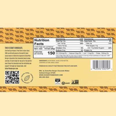 SCHARFFEN BERGER 62% Cacao Semisweet Dark Chocolate Bar, 3 Ounce