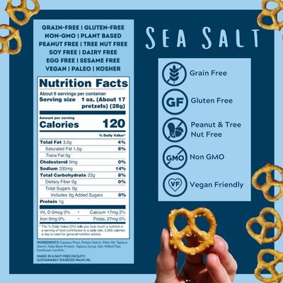 Savor by Suzie, Gluten-Free Pretzel Twists - Grain Free, Nut Free, Non-GMO Vegan, Sugar-Free Paleo Snacks, Sea Salt, 6-pack, 6.5oz