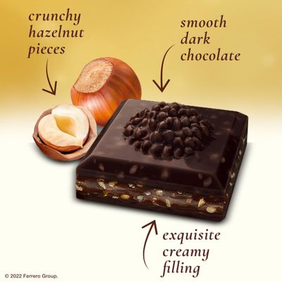 Ferrero Rocher Premium Chocolate Bars, 8 Pack, Dark Chocolate Hazelnut, Luxury Chocolate, Individually Wrapped Holiday Treats, 3.1 oz Each
