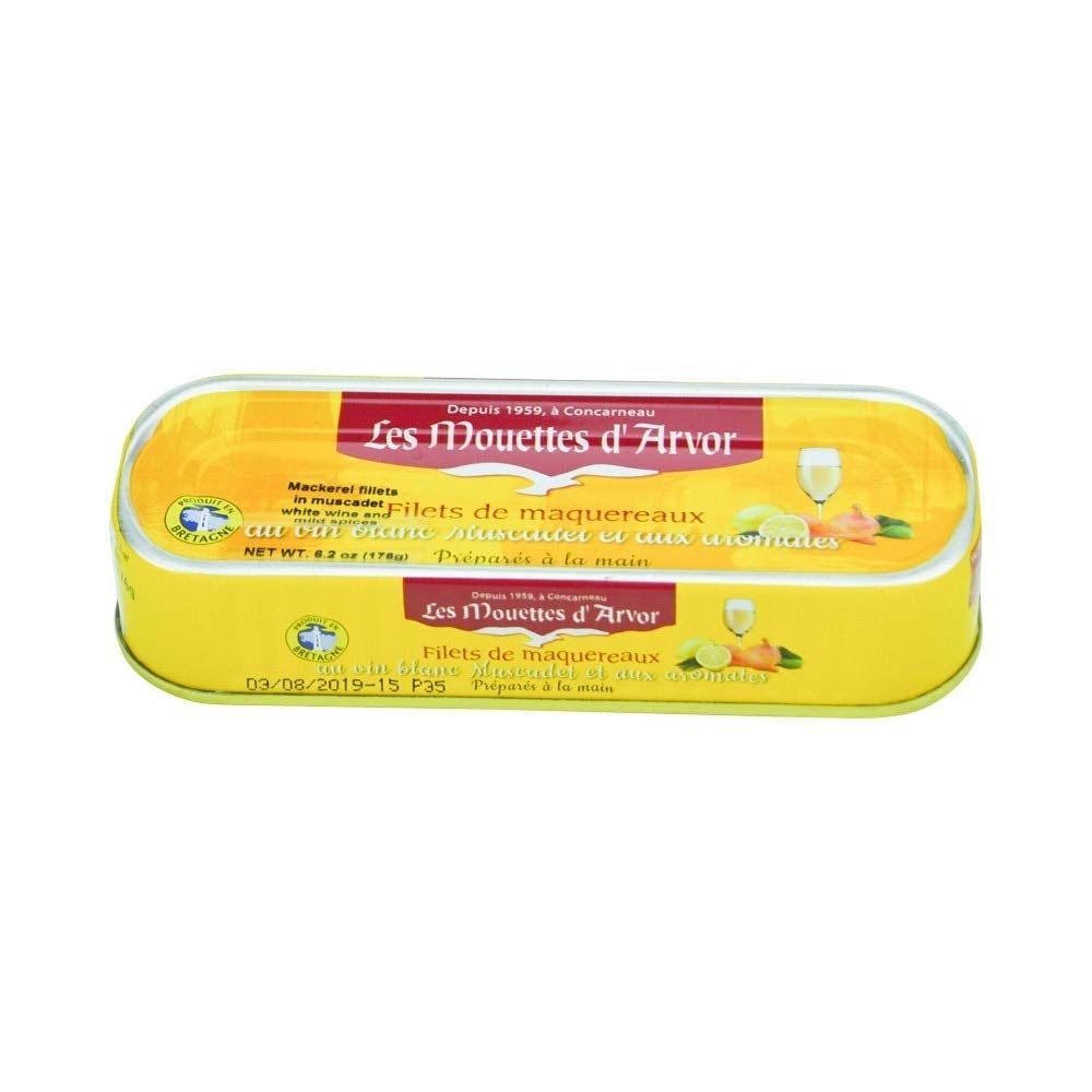 Mouettes d&#39;Arvor French Fillets of Mackerel - Filets de Maquereaux White Wine and Mild Spices 6.0 oz