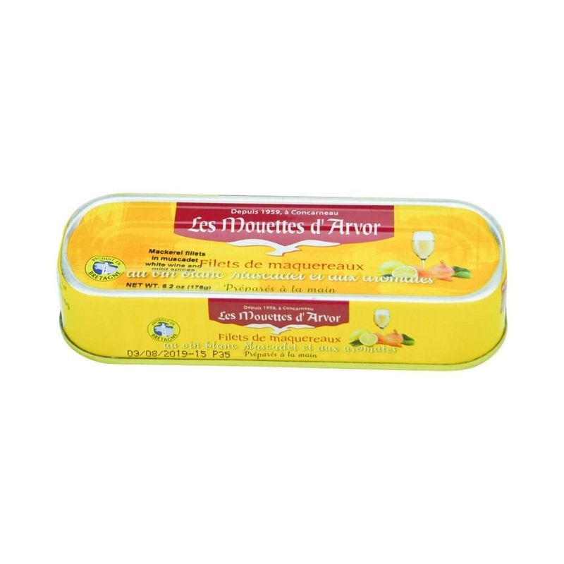Mouettes d&#39;Arvor French Fillets of Mackerel - Filets de Maquereaux White Wine and Mild Spices 6.0 oz