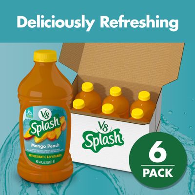 V8 Splash Mango Peach Flavored Juice Beverage, 64 fl oz Bottle (6 Pack)