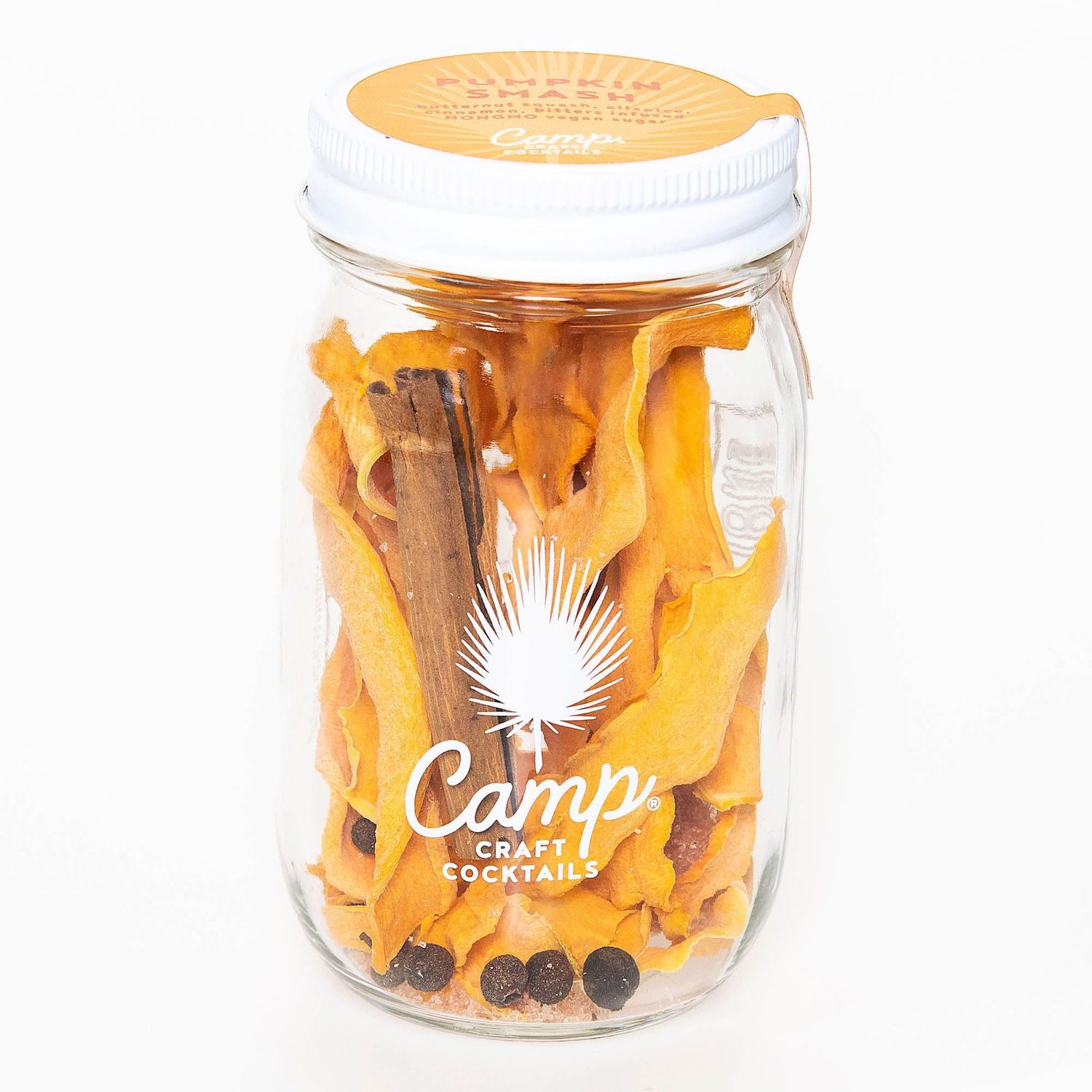 Camp Craft Cocktail Mix - Pumpkin Smash | Fall Festive Drink Mixer Infusion Kit with Dehydrated Fruit, Herbs and Vegan Sugar | 16 oz Glass Jar Mixer for Cocktails, Margaritas, and Mocktails - Serves 8