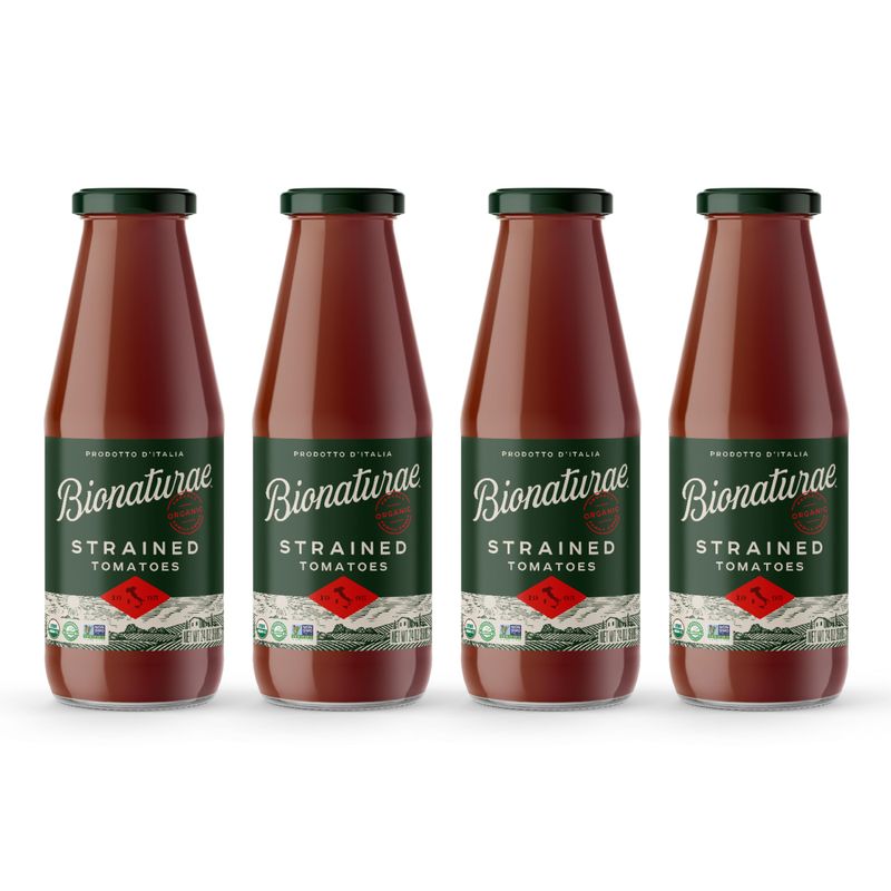 Bionaturae Organic Strained Tomatoes - No Salt Strained Tomatoes, Strained Tomatoes in a Jar, Keto Friendly, Non-GMO, USDA Certified Organic, No Added Sugar, Made in Italy - 24 Oz, 4 Pack