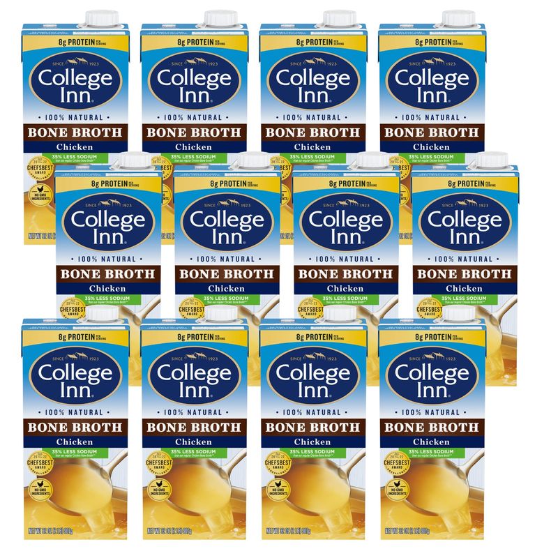 College Inn 100% Natural Reduced Sodium Chicken Bone Broth Carton, 32 Oz (Pack of 12)