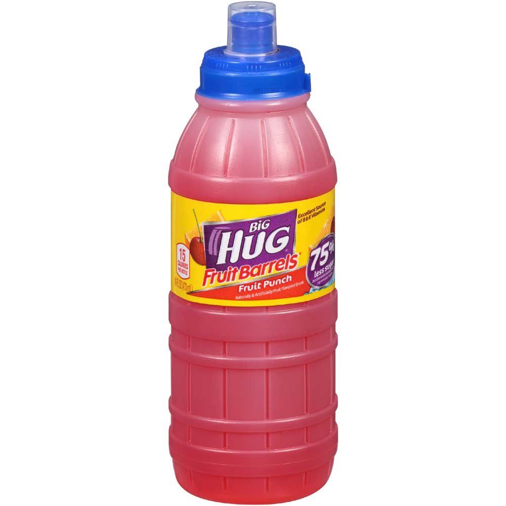 Big Hug Fruit Barrels Sports Cap Punch Fruit Flavored Drink, 16 Fluid Ounce -- 24 per case.