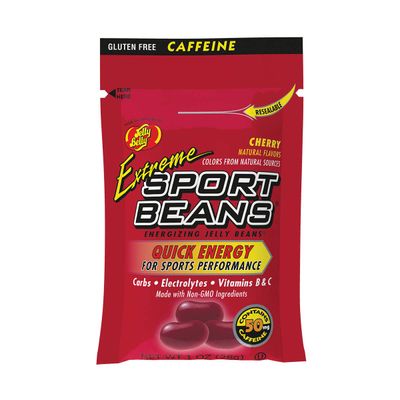 Extreme Sport Beans Energizing Jelly Beans for Exercise with Caffeine, Electrolytes and Vitamins, by Jelly Belly - Cherry Flavor, Case of 24 x 1 Ounce Resealable Bags