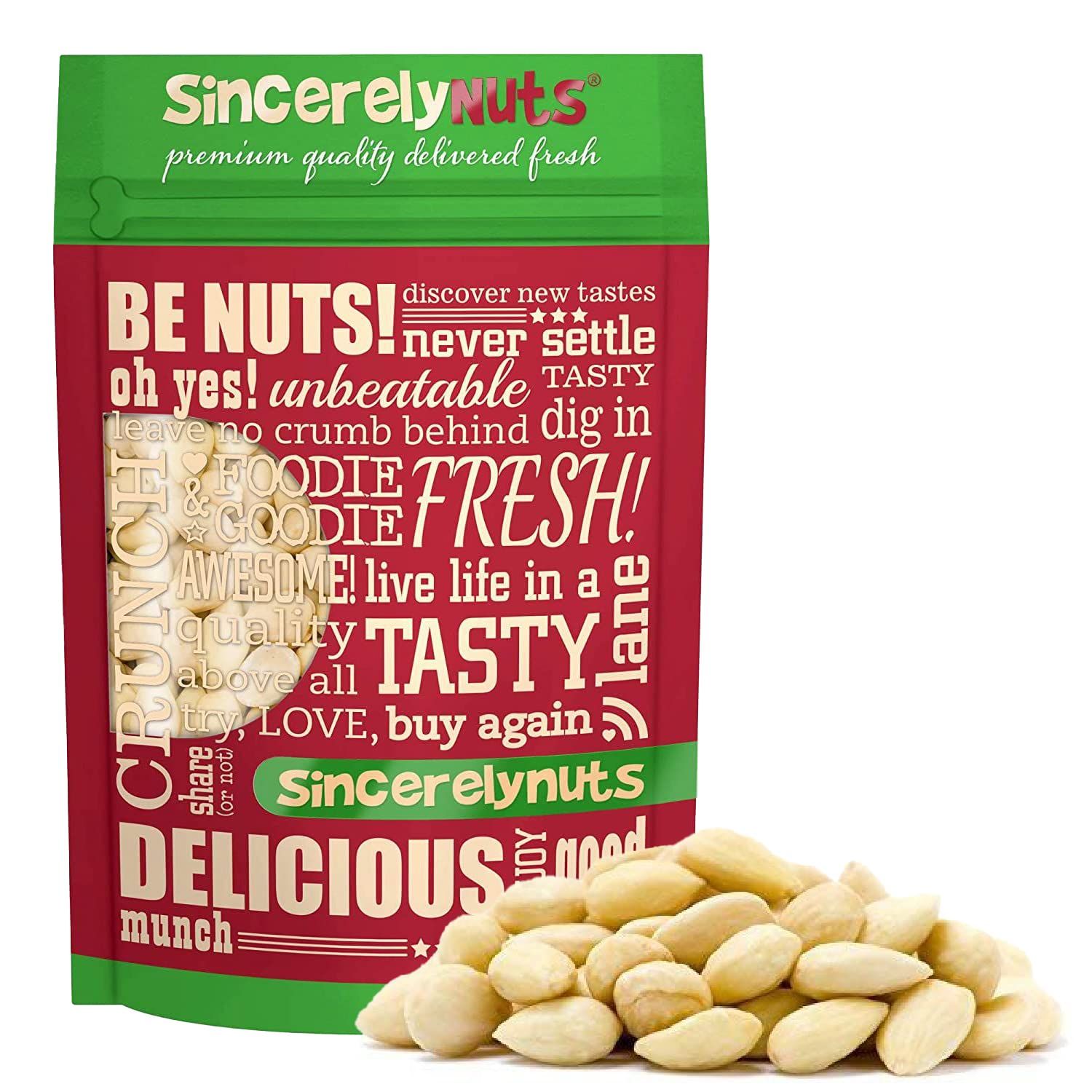 Sincerely Nuts - Whole Raw Blanched Almonds | 3 Lb. Bag | Delicious Guilt Free Snack | Low Calorie, Vegan, Gluten Free | Gourmet Kosher Food | Source of Fiber, Protein