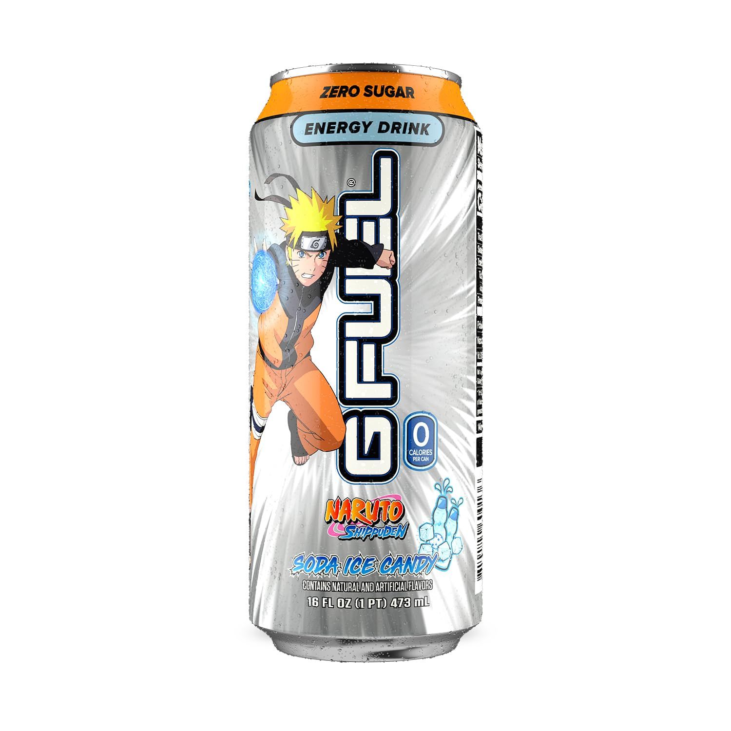 G Fuel Soda Ice Candy Flavored Energy Drink - Inspired by Naruto Shippuden, 16 oz can, 12-pack case