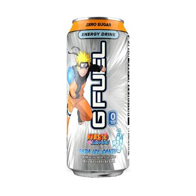 G Fuel Soda Ice Candy Flavored Energy Drink - Inspired by Naruto Shippuden, 16 oz can, 12-pack case