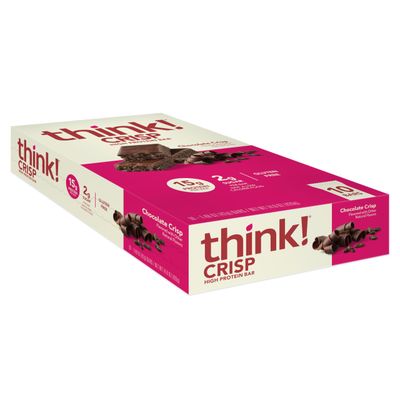 think! Protein Bars, High Protein Snacks, Gluten Free, Kosher Friendly, Chocolate Crisp, 10 Count (Packaging May Vary)