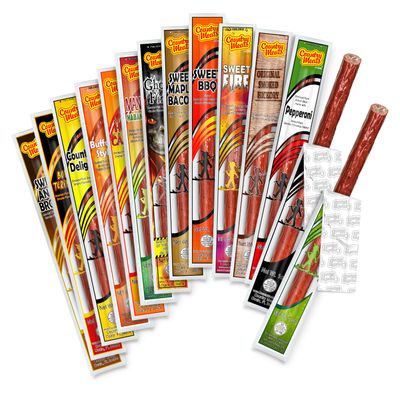 Country Meats, Meat Sticks, 0 Trans Fat, USDA Certified, Good Source of Protein, Carb Conscious Snack (14 Meat Sticks, Variety Pack)