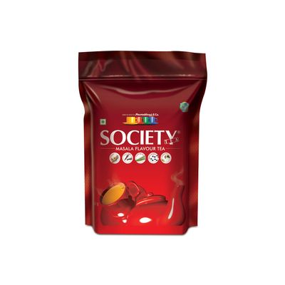 Society Masala Tea 9 Oz with Ginger, Clove Bud, Lemongrass, Black Pepper &amp; Cardamom, 100% Natural Spices, Masala Spiced Chai, Traditional Masala Tea, Strong &amp; Robust Blend, No Gluten, 250 grams