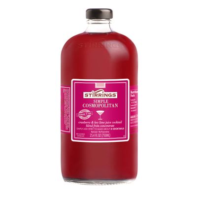 Stirrings | Premium Cocktail &amp; Martini Drink Mixers with Real Juice | Simply Add Spirits | 750ml Jars (Simple Cosmopolitan)