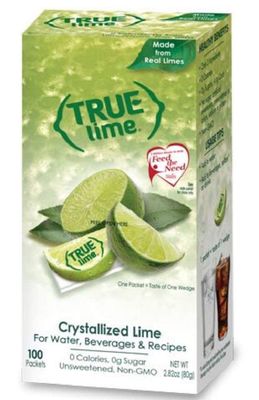 TRUE LIME Water Enhancer, Bulk Dispenser Pack (100 Packets), 0 Calorie Drink Mix Packets For Water, Sugar Free Lime Flavoring Powder Packets, Water Flavor Packets Made with Real Limes