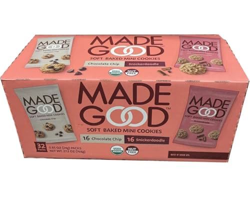 Made Good Soft Baked Mini Cookies 32packs, 16 Chocolate chip &amp; 16 Snickerdoodle