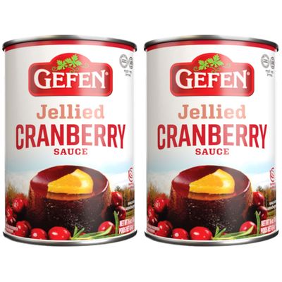 Gefen Jellied Cranberry Sauce 16oz (2 Pack) | All Natural, No High Fructose Corn Syrup | Kosher for Passover