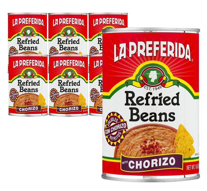 La Preferida Refried Beans, Chorizo, 16 oz (Pack - 6)