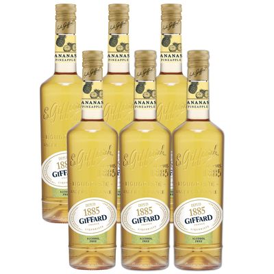 Giffard Depuis 1885 Pineapple Alcohol - Free Liqueur 6 Pack - Made in France, 700ml Bottles, Perfect for Spritzers, Mixed Drinks