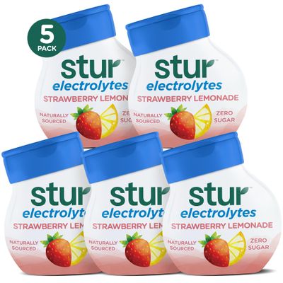 Stur Electrolyte Water Enhancer | Sweetened with Stevia | High in Vitamin C &amp; Antioxidants | Sugar Free | Zero Calories | Keto | Vegan | 5 Bottles, Makes 90 Drinks (Strawberry Lemonade)