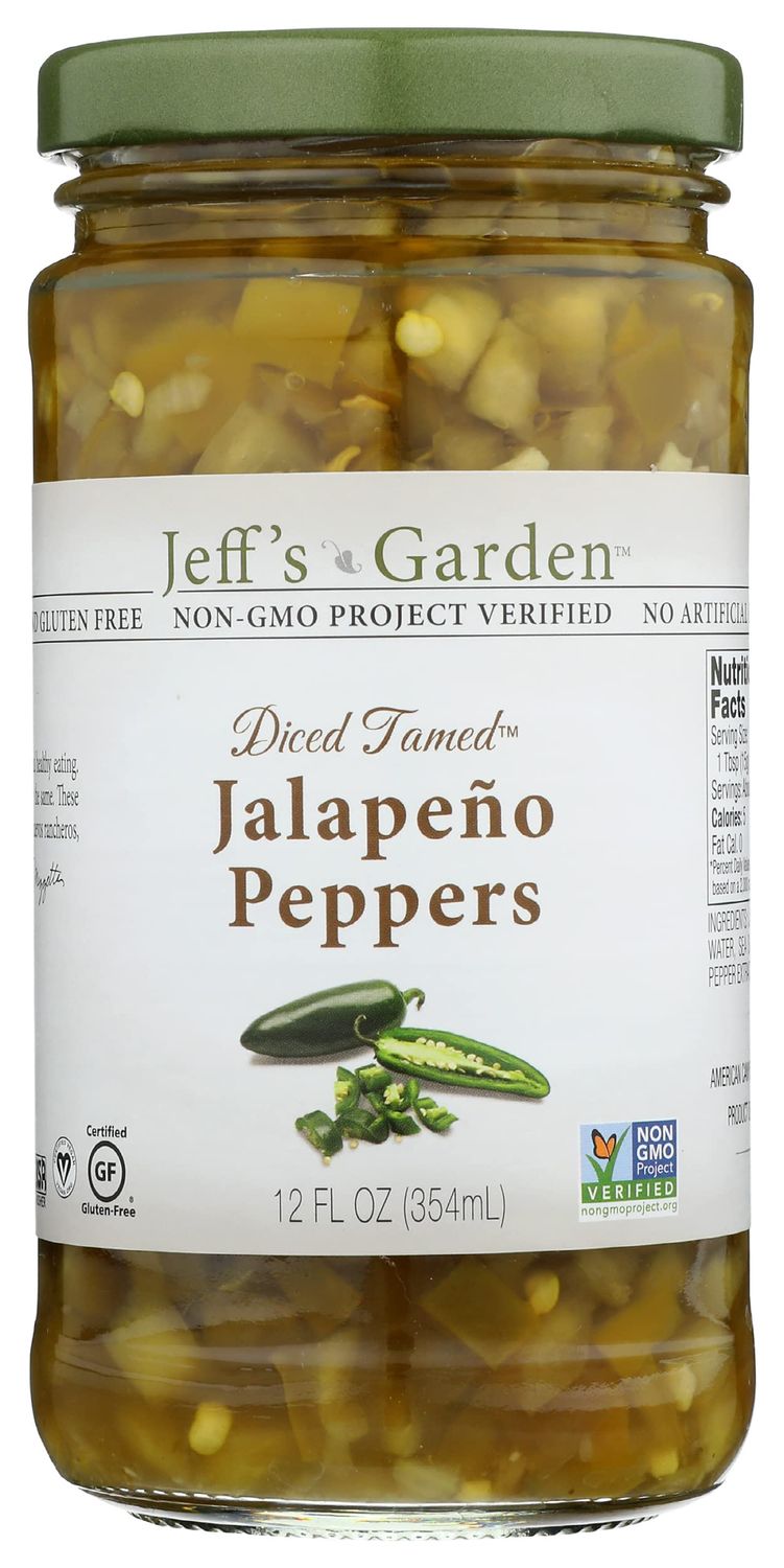 Jeff&#39;s Naturals Diced Tamed Jalapeo Peppers, Gluten Free &amp; Non-GMO, 12 Oz (Pack of 6)