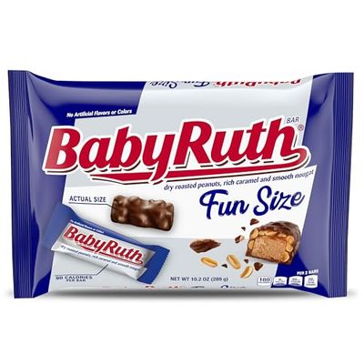 Baby Ruth, Chocolatey, Peanut, Caramel, Nougat, Fun Size Individually Wrapped Candy Bars, 10.2 oz each, Bulk 12 Pack