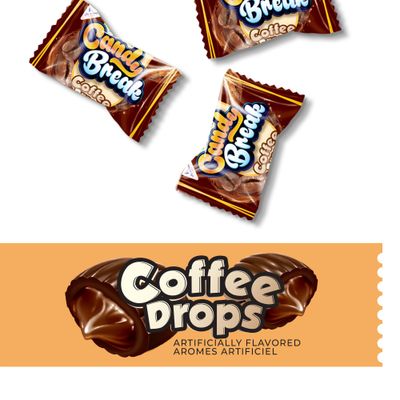 Candy Break Hard Coffee Candy Center Filled Coffee Drops - 1.54 Pound Pack of 1 Share Size Bag - Individiually Wrapped for Freshness