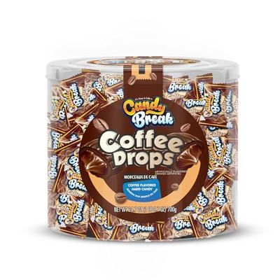 Candy Break Hard Coffee Candy Center Filled Coffee Drops - 1.54 Pound Pack of 1 Share Size Bag - Individiually Wrapped for Freshness