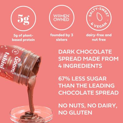Soom Foods Dark Chocolate Sea Salt Tahini Spread 12oz (Pack of 2) | Silky Smooth Texture for Baking, Desserts, Hummus | Vegan, Nut-Free, Gluten-Free
