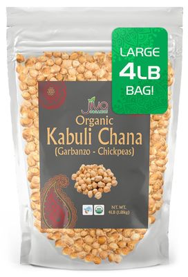 Jiva Organic Raw Chickpeas (Whole Garbanzo Beans) 4 LB Large Bag - Gluten Free, Non GMO, Vegan