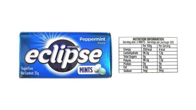 Pack of 8 Eclipse Sugarfree Mint Candy - Breath Freshener - 1.2 oz per Tin - 50 Mints per Tin (4X Peppermint and 4X Winterfrost)