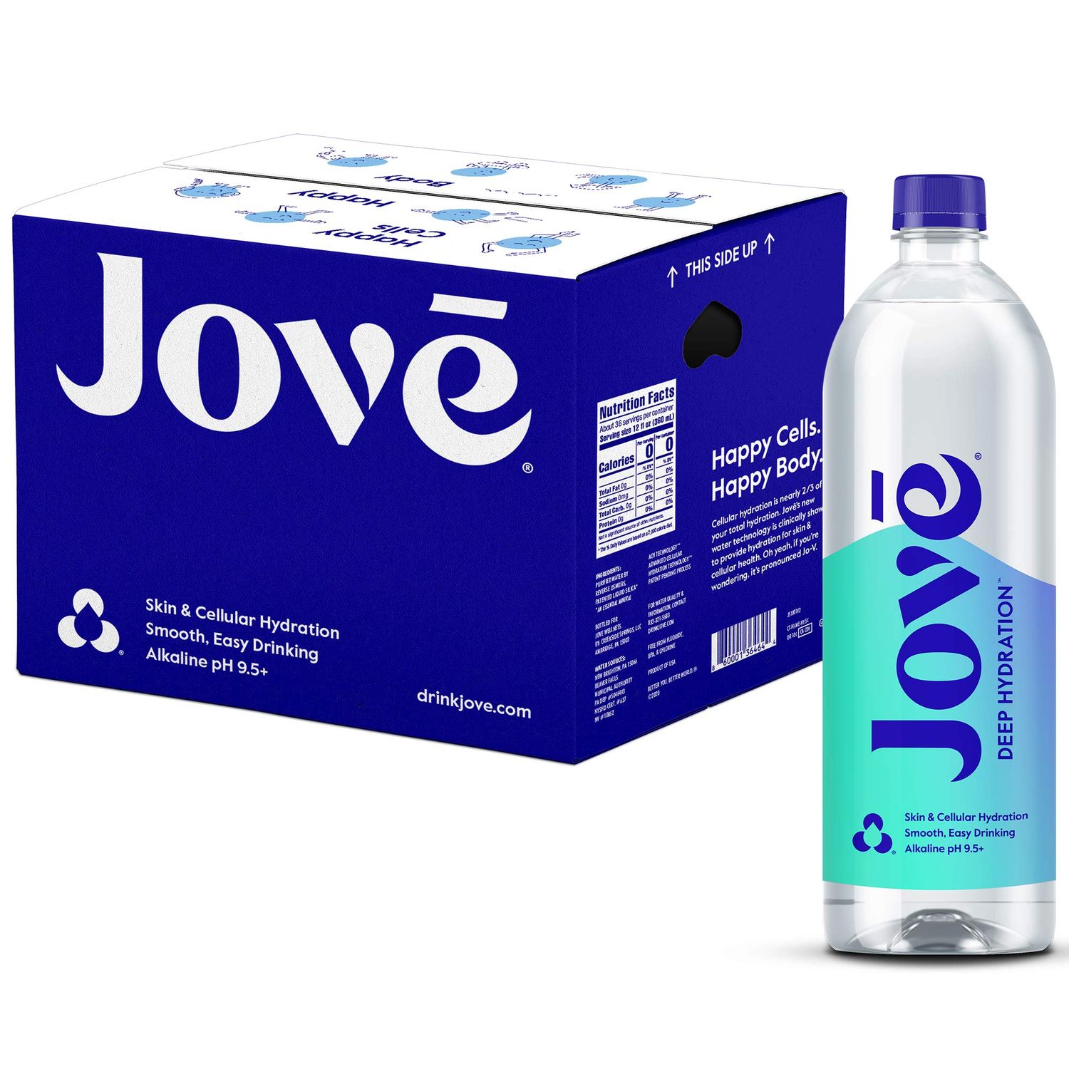 Jove Alkaline pH Water, Skin &amp; Cellular Hydration, pH 9.5+, Refreshing, Great Taste, 1 Liter (Pack of 12)