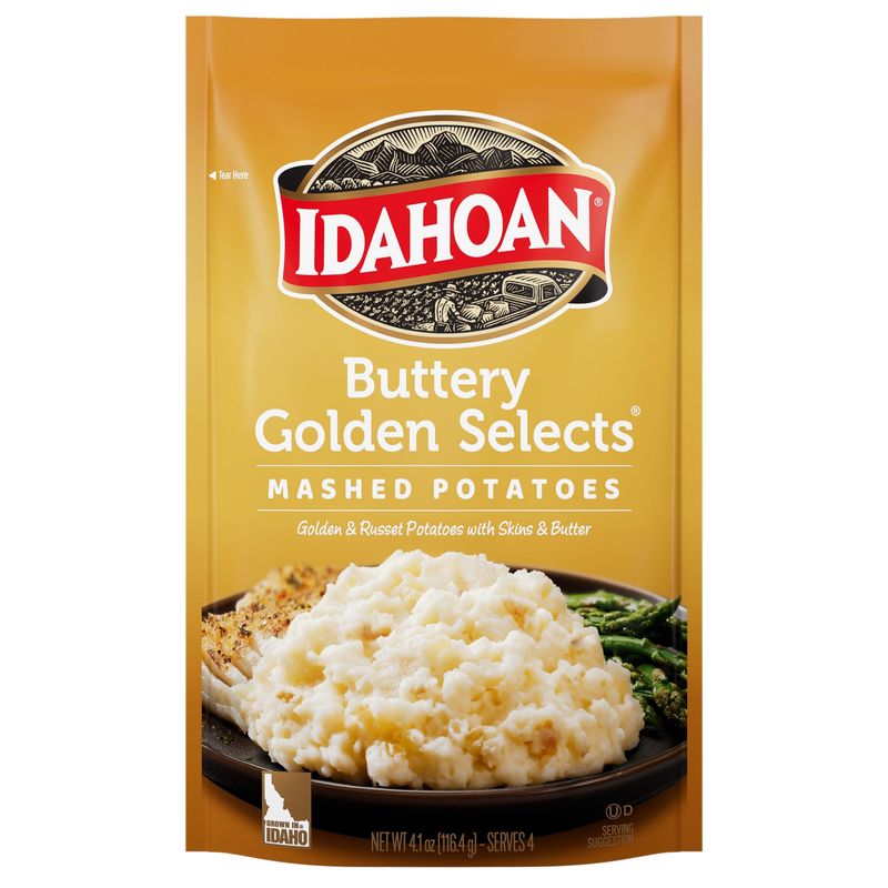 Idahoan Mashed Potatoes, Buttery Golden Selects, 4.1 Ounce (Pack of 10)